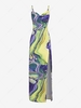 Swirl Marble Print Thigh High Slit Maxi Dress S Multi a