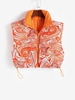 Swirl Marble Print Zip Up Padded Vest S Dark orange