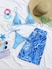 Swirl Marble Printed Matching Couple Swimwear Blue