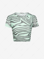 Swirl Print Crop T Shirt S Light green