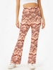 Swirl Print High Waisted Flare Pants S Light coffee