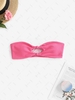 Swiss Dot Bandeau Bikini Top S Red