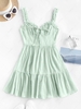 Swiss Dot Frilled Tie Pep Hem Dress M Light green