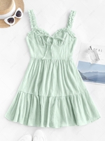 Swiss Dot Frilled Tie Pep Hem Dress Xl Light green