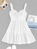 Swiss Dot Frilled Tie Pep Hem Dress Xl White