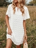 Swiss Dot Keyhole Flutter Sleeve Mini Dress S White