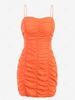 Swiss Dot Ruched Bodycon Cami Dress S Orange