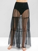 Swiss Dot Sheer Mesh Tiered Skirt Xl Black