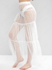 Swiss Dot Sheer Mesh Tiered Skirt Xl White