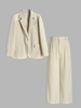 Tailoring Shoulder Padded Blazer and Pleated Pants Set Light coffee