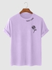 TAKE CARE and Rose Pattern Streetwear Casual T-shirt 2xl Light purple