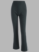 Tape Side High Waisted Slit Cuffs Pants Xl Dark gray