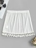 Tassel Sheer Overlap Cover Up Beach Skirt S White