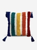 Tasseled Dotted Rainbow Geometric Textured Pillowcase Without Filler