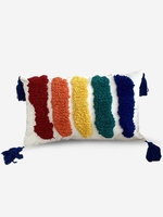 Tasseled Dotted Rainbow Geometric Textured Pillowcase Without Filler