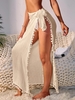 Tasseled Trim Tie Side Cover Up Sarong Light coffee