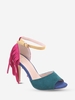 Tassels Colorblock Heeled Ankle Strap Pumps
