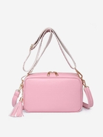Tassels Decor Zipper Crossbody Bag