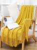 Tassels Soft Cozy Rhombus Knitted Throw Blanket For Couch And Bed