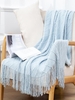 Tassels Soft Cozy Rhombus Knitted Throw Blanket For Couch And Bed
