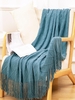 Tassels Soft Cozy Rhombus Knitted Throw Blanket For Couch And Bed