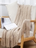 Tassels Soft Cozy Rhombus Knitted Throw Blanket For Couch And Bed
