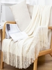Tassels Soft Cozy Rhombus Knitted Throw Blanket For Couch And Bed