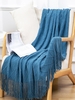 Tassels Soft Cozy Rhombus Knitted Throw Blanket For Couch And Bed