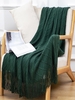 Tassels Soft Cozy Rhombus Knitted Throw Blanket For Couch And Bed