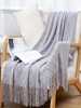 Tassels Soft Cozy Rhombus Knitted Throw Blanket For Couch And Bed