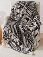 Tassels Striped Geometric Pattern Blanket