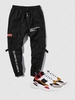 Techwear Letter Cargo Jogger Pants With Colorblock Sneakers Black