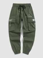 Techwear Letter Print Cargo Ninth Pants 2xl Army green