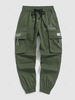 Techwear Letter Print Cargo Ninth Pants L Army green