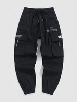 Techwear Letter Print Cargo Ninth Pants L Black