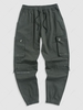 Techwear Toggle Drawstring Jogger Cargo Pants M Army green