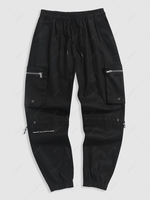 Techwear Toggle Drawstring Jogger Cargo Pants Xs Natural black