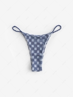 Terry Cloth Checkerboard Bikini Bottom L Light blue