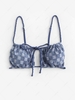 Terry Cloth Checkerboard Bikini Top L Light blue