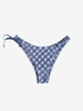 Terry Cloth Checkerboard Pattern Bikini Bottom L Blue