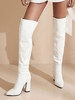 Terry Cloth Textured Chunky Heeled Over-the-knee Boots