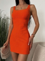 Terry Cloth Toweling Cutout Back Tank Mini Dress S Dark orange
