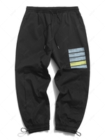 Text Graphic Print Cropped Casual Pants Xl Black