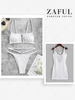 Textured Bikini Swimwear and Mini Beach Dress Set White