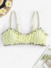 Textured Contrast Frilled Bikini Top L Light yellow