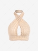 Textured Criss Cross Halter Archie Top S Light coffee