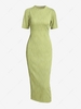 Textured Cut Out Back Slinky Midi Dress M Light green