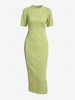 Textured Cut Out Back Slinky Midi Dress S Light green
