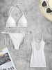 Textured Halter Loincloth Bikini and Crochet Openwork Beach Dress White