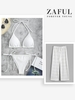 Textured Halter Loincloth Bikini and Drawstring Openwork Lace Cover Up Pants White
